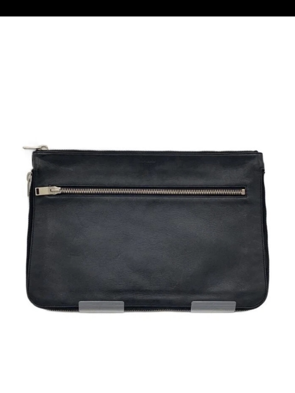 Leather Zip-Top Men’s Clutch Pouch in Black